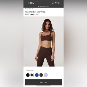 Vuori AllTheFeels Bra, Small, Brown